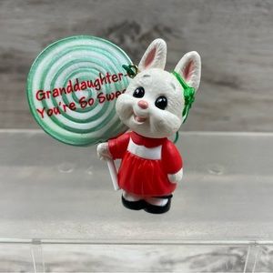 1995 Hallmark Ornament - Granddaughter You're So Sweet ~ Bunny with Lollipop